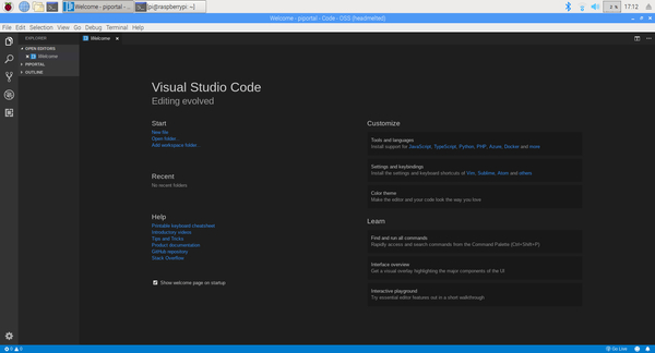 VS Code welcome screen